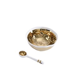 Pampa Bay Get Gifty - Juego de cuenco y cuchara, diseño ondulado dorado