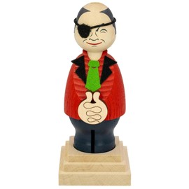 Seiffener Volkskunst Incense Smoker Traffic Light Incense Man Ore Mountains Wood Art 17 cm Politician Collectible Item Olaf Scholz with Eye Patch