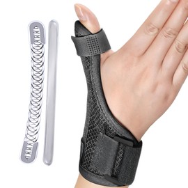 Thumb Brace for Arthritis & Sprains - Reversible Thumb Spica Splint, Adjustable Support with Metal Splints for Carpal Tunnel, De Quervain’s & Recovery（Black）