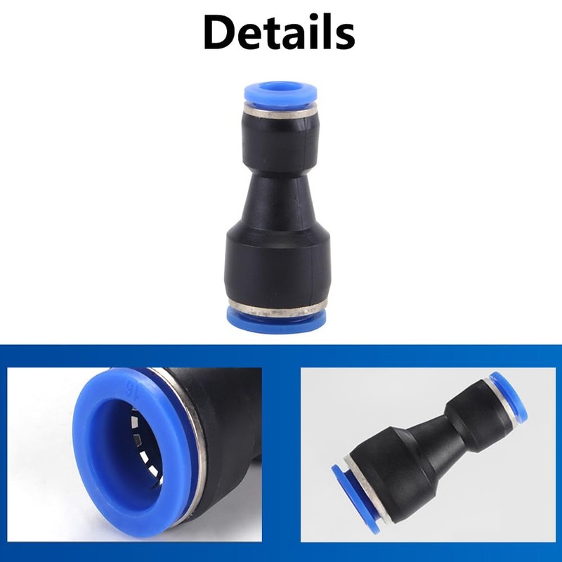 4Pcs Pneumatic Push to Connect Fittings, 12mm to 10mm Straight