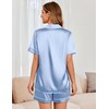 Ekouaer Womens Satin Silk Pajamas Set Short Sleeve Sleepwear Button
