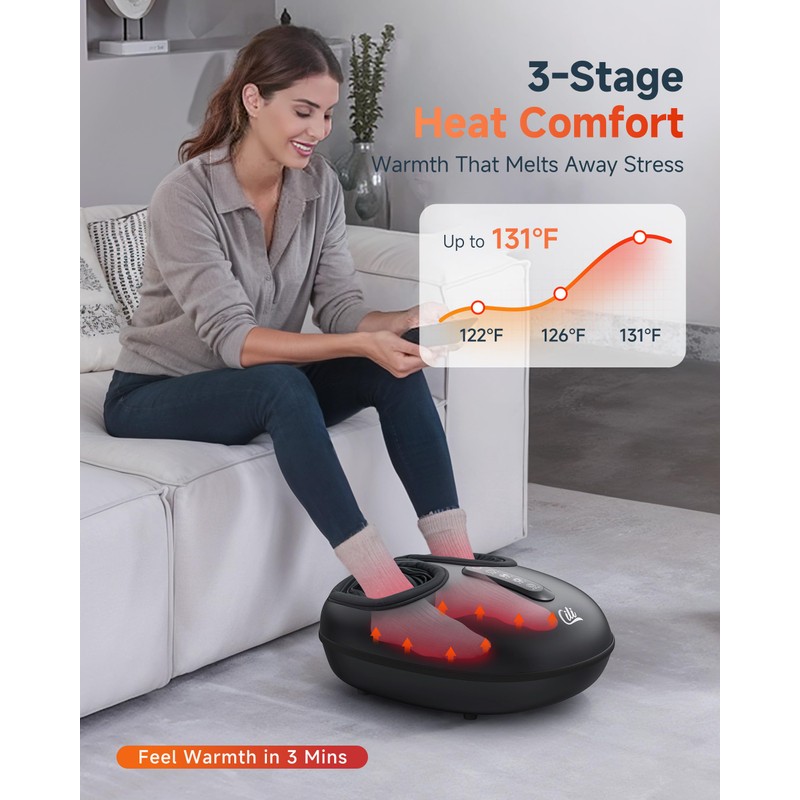 CILI Shiatsu Foot Massager with Heat and Compression, Kneading, Rolling,Electric