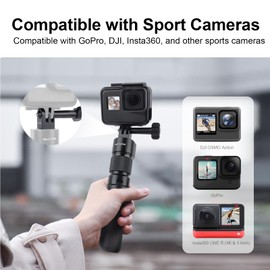 Mechrig Aluminum Alloy Tripod Mount Adapter for GoPro Hero 13/12/11/10/9/8/7, Mini 1/4-20 Metal Monopod Mount for AKASO Campark and Other Action Cameras