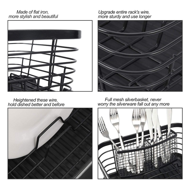 TQVAI Kitchen Dish Drainer Rack with Drying Board and Full-Mesh