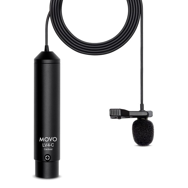 Movo LV4-C Cardioid XLR Lavalier Microphone Phantom Power with Metal