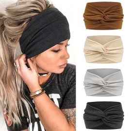 Blooms Women's Hair Band, Wide Hair Bands, Non-Slip Headband, Elastic Head Band, Soft Hairband, Sport, Yoga, Gym, Hair Accessories, 4 Pieces