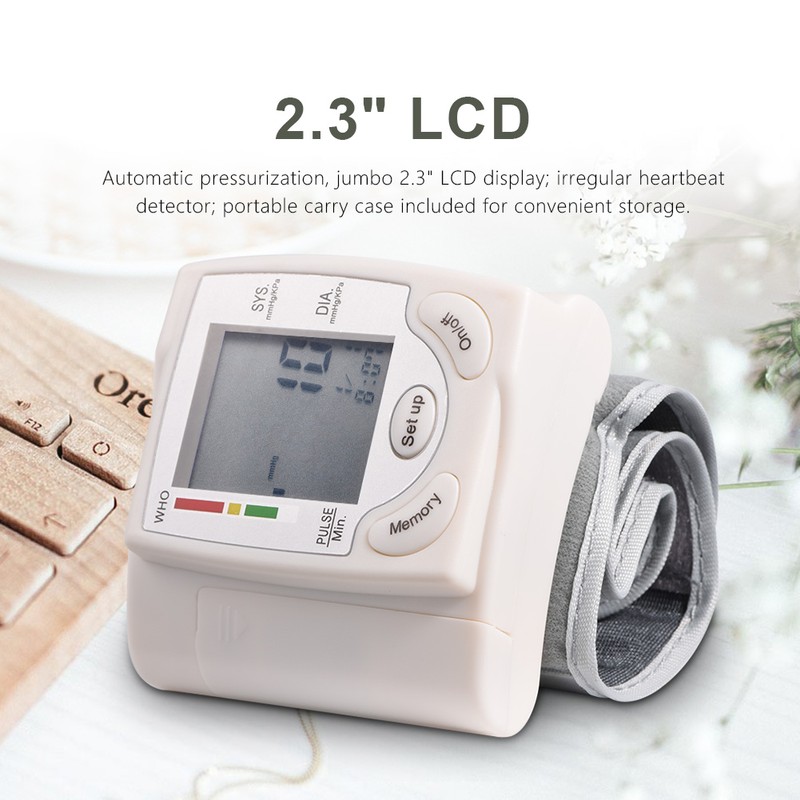 Automatic Digital LCD Wrist Cuff Blood Pressure Monitor Machine Measurement