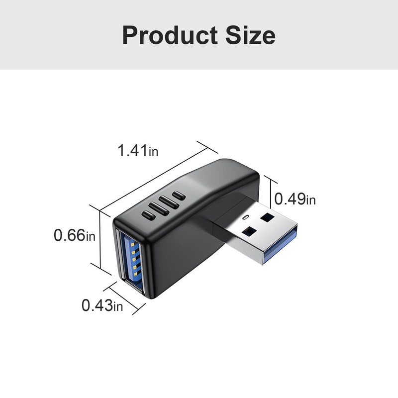 Oxsubor USB 3.0 Adapter 90 Degree Male to Female Coupler