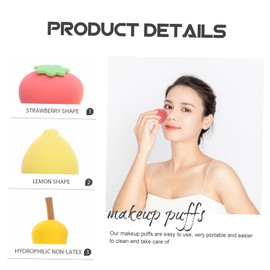 Healeved 4pcs Creative Makeup Sponges for Women Dual-use Powder Applicators Lemon Strawberry Avocado Pear Shapes with Storage Case for Easy Cleaning and Portability