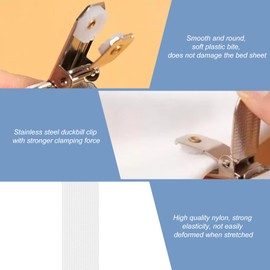 lokxmve 2PCS Bed Sheet Clips,Fitted Sheet Clips,Sheet Clips for Bedding,Bed Sheet Grippers,Bed Sheet Holder,Mattress Clips for Fitted Sheets,Sheet Suspenders,Bed Sheet Straps (White)