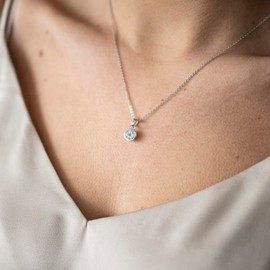 MATERIA by Matthias Wagner Gemstone Blue Topaz Pendant – Women's Necklace Rhodium-Plated 925 Silver, Gemstone, blue topaz