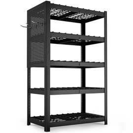 MAXLEAD Home Storage Shelves 5 Tier Garage Shelving with Metal Pegboard 3100LBS Heavy Duty Garage Storage Adjustable Metal Shelving Unit for Basement, Warehouse, Pantry, Kitchen 72''H*15.7''D*35.4''W