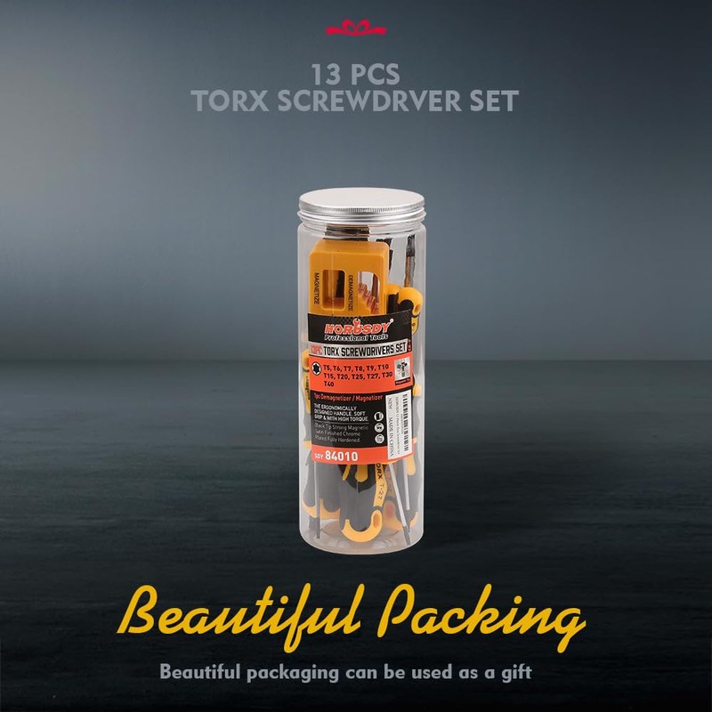 13Pcs Magnetic Torx Screwdriver Set, T5-T40 Star Screwdriver with Magnetize