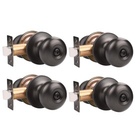 GOBEKOR 4 Pack Privacy Door Knobs Oil Rubbed Bronze Interior Door Knobs with Lock Bedroom Bathroom Door Knobs Bronze Door Hardware