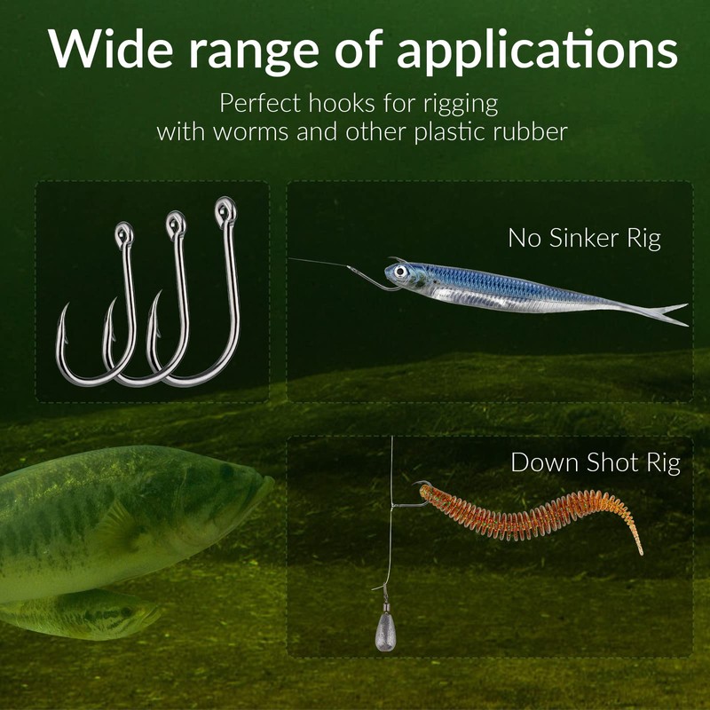 QualyQualy 1000pcs Carbon Steel Fishing Hooks W/Portable Plastic Box, Assorted