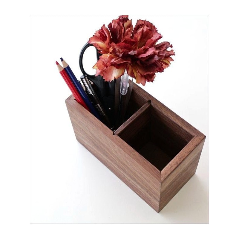 Pen Holder, Wooden Walnut Pencil Holder, Divider, Natural Wood Pen