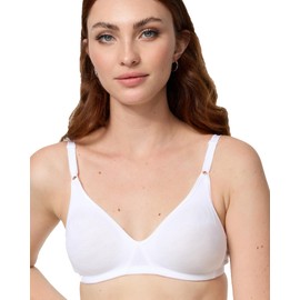 Nur Die Cotton Bra, Non-Wired Double Layer Soft Cup Bra, Soft Comfortable Invisible Seamless Under Clothing Women, White