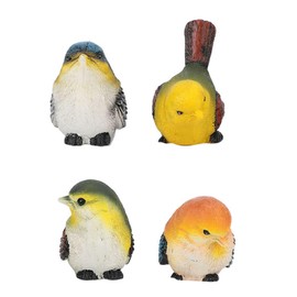 WPKD BLUEIY Pack of 4 Bird Statues Ornaments, Colourful Resin Birds, Animal Figures, Decoration, Lawn, Garden, Courtyard Ornaments for Patio, Window, Table Top