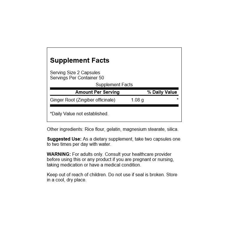 Swanson Premium Brand Ginger Root 540 Milligrams 100 Capsules