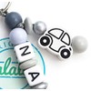 Car Keyring with Name Engraving Gift Pendant Name Chain, black,