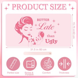 Reallnaive Coquette Makeup Mat for Vanity Top Protector, Dual Sided Leather Vanity Mat Waterproof Mouse Pads Dressing Desk Makeup Table Cover Nonstick Countertop for Women