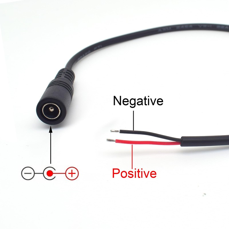 ELNONE 2PCS DC Power Female Pigtail Cable,22AWG 0.3M/1FT 5.5mm x