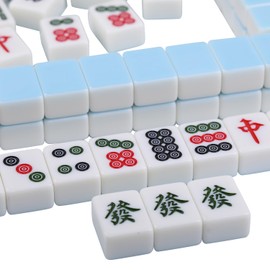 VPH Hui 42mm Home Chinese Mahjong Gradient Blue Mahjong 144 Pcs Suitcase with Tablecloth