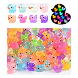 YUSHINDI 150 Pcs Mini Resin Animals - Glow-in-The-Dark Tiny Resin Ducks Figurines - Miniature Plastic Animals for Micro Landscapes, Hidden Figure Games & DIY Crafts (150)