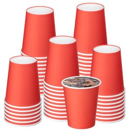 Nitlak 50 Pack 8oz Red Disposable Paper Cups, Hot Cup Coffee Cups, Paper Tea Cup, Party Beverage Cups, Hot/Cold Beverage Drinking Cup for Office, Party, Restaurant, Home.