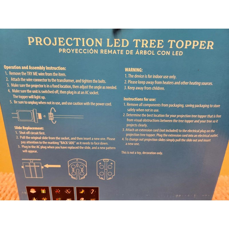 Holiday Time Projection LED Tree Topper w/ 6 Projection Slides
