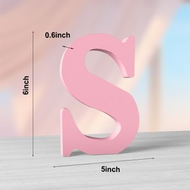 Aruatu 6 Inch Pink Wood Letters Unfinished Wood Letters for Wall Decor Decorative Standing Letters Large Letters for Wall Decoration for Craft Home Party Projects (S)