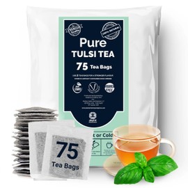 Akshit Premium 75 Holy Basil Tea Bags, From 100% Natural Tulsi Holy Basil Leaves, Pure Tulsi Leaf Tea, Perfect for Relaxation Caffeine Free, Non GMO.