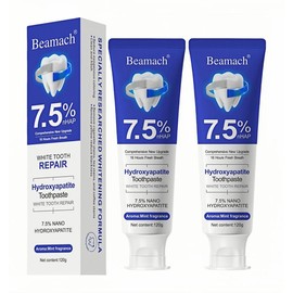 Beamach Hydroxyapatite Toothpaste 7.5% for Enamel Repair & Teeth Whitening Refreshing Flavor Fluoride-Free 4.23oz Gentle Formula for Sensitive Teeth Care:_2-PCS