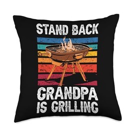 Stand back Grandpa is Grilling BBQ Grill Smoker Grilling Throw Pillow