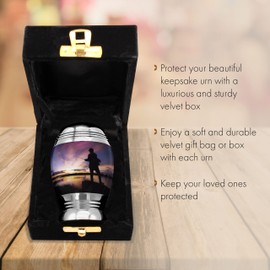 Gone Fishing Keepsake Urns for Human Ashes with Velvet Gift Box for Cremation Keepsakes for Ashes - Small Cremation Urn and Small Keepsake Urn Set of 4