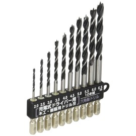ICHINEN ACCESS RELIEF (Relief) Woodworking Drill, Drill Set for Woodworking and Resin, Set of 10, 26808, Hex Shank, 0.08~0.26 inch (2.0~6.5mm)