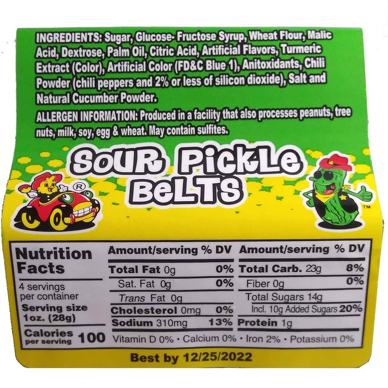 Alamo Candy Sour Pickle Belts Chilosito, 1 Count (Sour Candy)