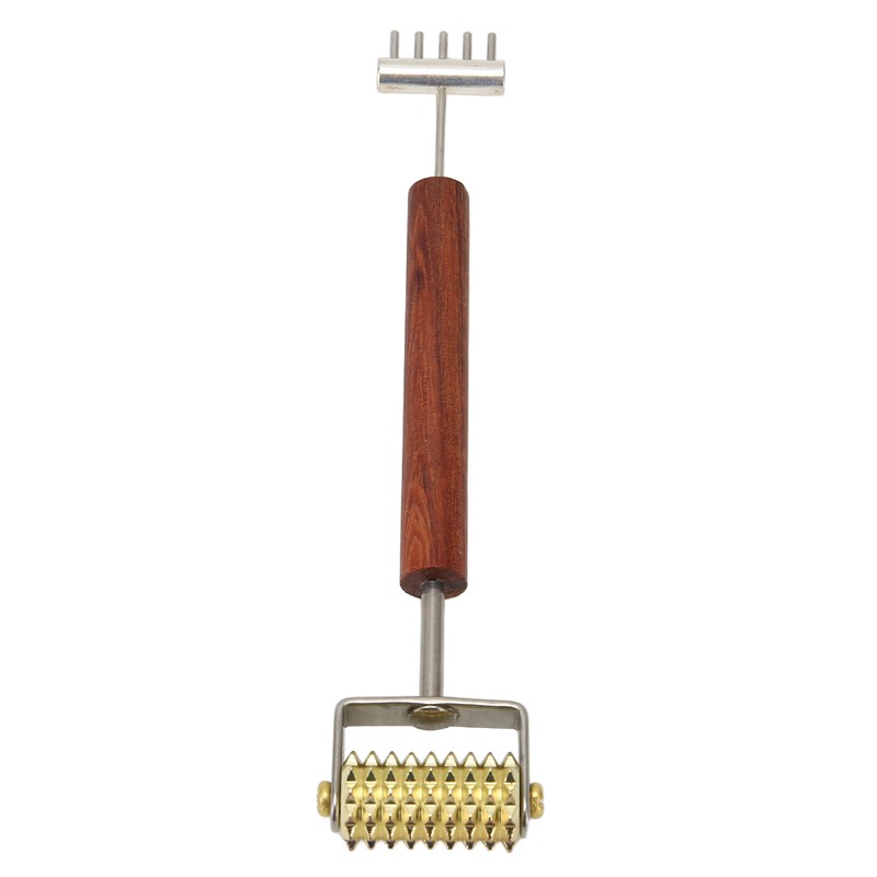 Face Massage Roller Copper Wooden Handle Promote Blood Circulation Double
