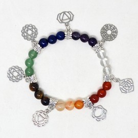 fengshuisale 7 Chakra Stones Bead Bracelets Muti-Color Charm Bracelet Healing Crystal Stones for Women Men W4300