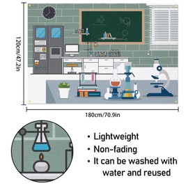 PAKBOOM Science Lab Laboratory Scene Backdrop Banner - VBS Birthday Party Decorations Photo Booth Supplies - 3.9 x 5.9ft