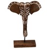 Koopman International Handcrafted Rustic Wooden Elephant Head Sculpture - Tribal