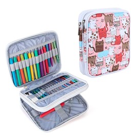Vaveren Crochet Hook Case Storage for Various Crochet Hooks , Colorful Cat