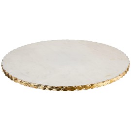 Mud Pie 41140011 Marble Lazy Susan White, 16" dia