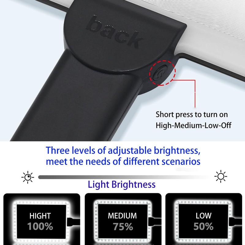 Neck Wear Magnifying Glass with Light, Hands Free Rechargeable LED