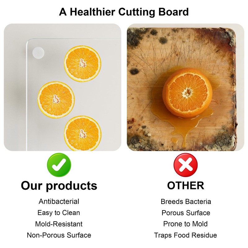 Tempered Glass Cutting Board with Lips, Clear Cutting Board, Easy