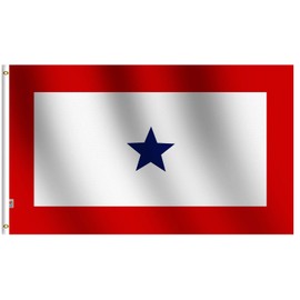rhungift Blue Star Service Flag 1 Star Military Flag 3 X 5 Ft,Canvas Header and Double Stitched - Brass Grommets for Easy Display, Indoor Outdoor USA Banner 90x150Cm