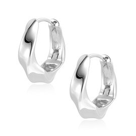 Silver Earrings for Women, Small Chunky Hoop Earrings Hypoallergenic Sterling Silver Earrings Small Twisted Huggie Hoop Small Thick Hoop Earrings Minimalist Silver Twisted Hoop for Women Girls