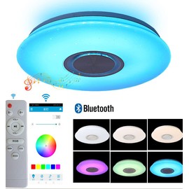 ele ELEOPTION 17 Inch 24W Smart Bluetooth LED Close to Ceiling Light Flush Mount with Remote or Phone Control Dimmable Low Profile Ambient Light Fixture for Kitchen Bedroom Living Room