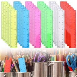 ZoeTekway Plastic Small Ruler Children's Small Ruler Primary School Flexible for School Supplies 1 Class (36 Pieces Coloured 15 cm Ruler)