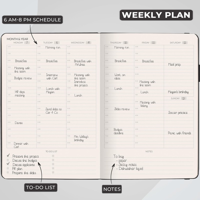 Skyline Hourly Weekly Planner – Undated Agenda & Daily Appointment